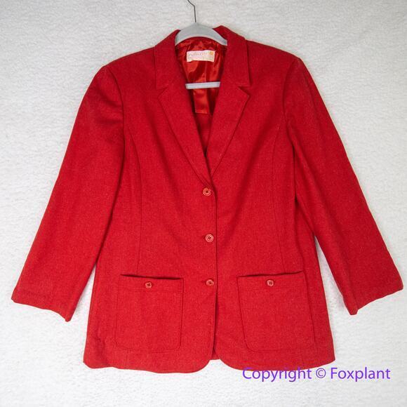 Vintage Pendleton *flawed* 100% Virgin Wool Women’s Red Blazer, size 12 - Picture 1 of 15